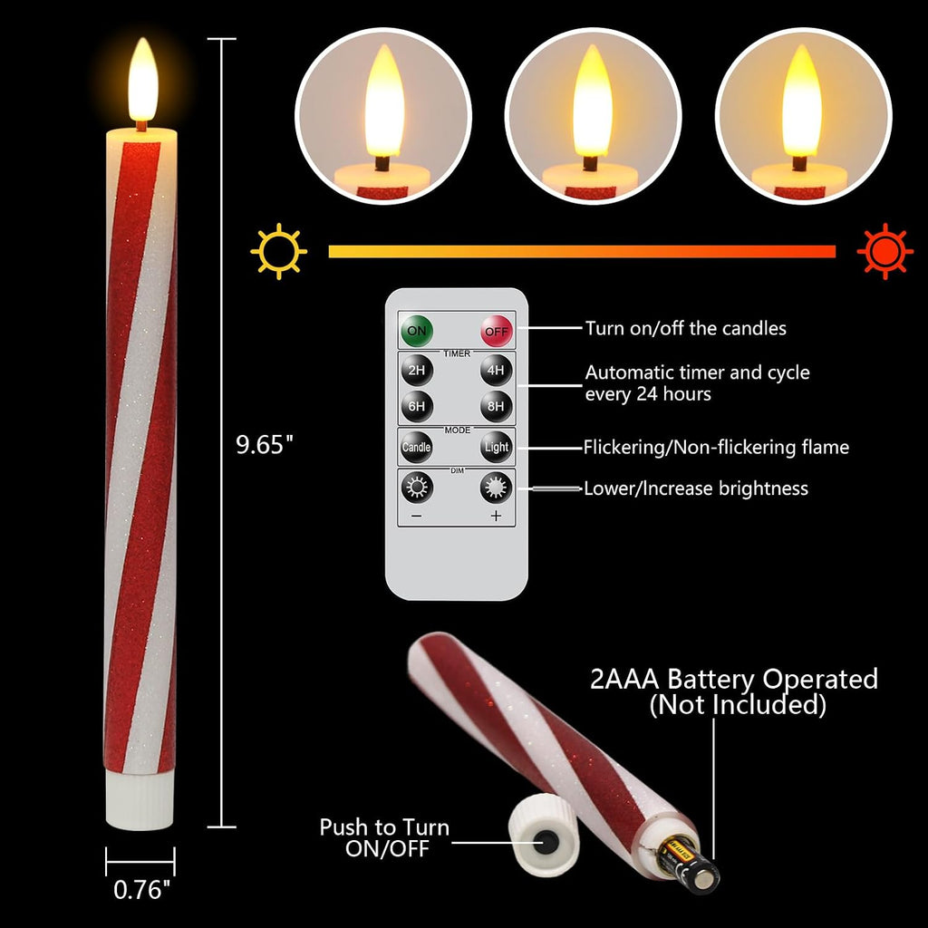 Wondise Flameless Taper Candles with Remote Timer Battery Operated