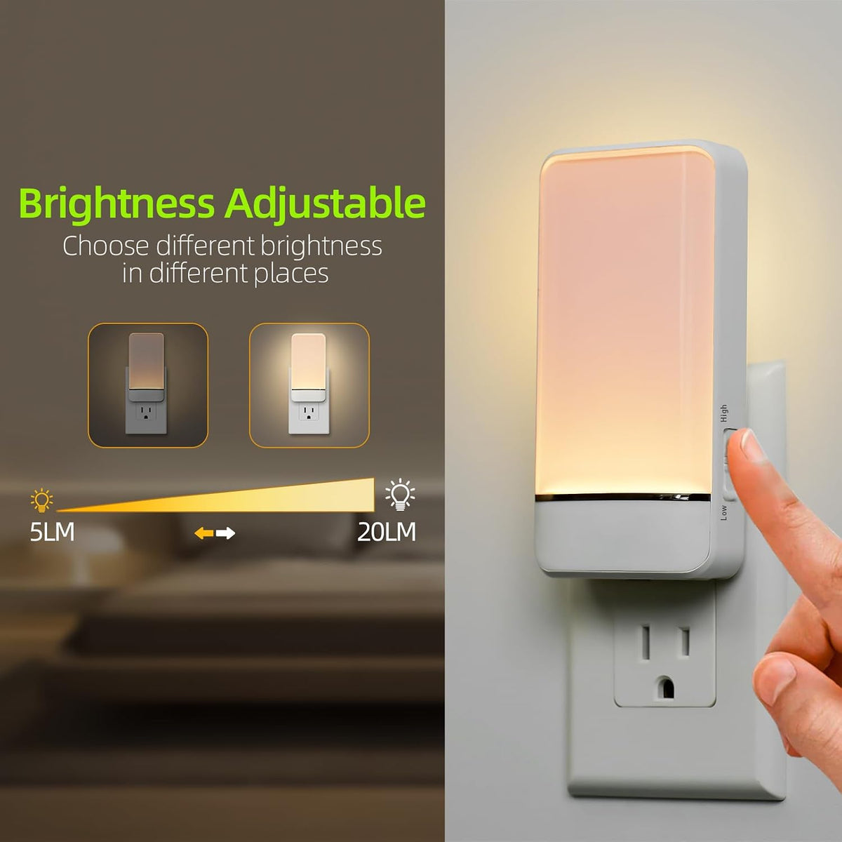 Dawnrise Night Lights Plug into Wall with Invisible Motion Sensor, 4 Pack