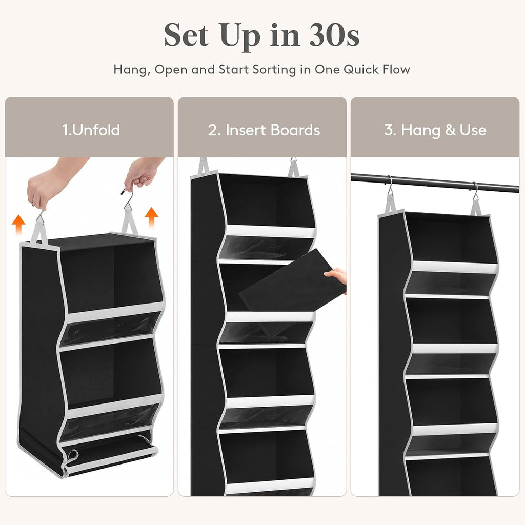 Lifewit Hanging Closet Organizer and Storage for Clothes, Black, 2 Pack