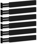 6-Pack Drawer Dividers 2.6-Inch High Dresser Organizer 16 to 22 Inch, Black