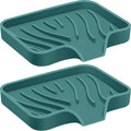 2PCS Self Draining Soap Holder,Spofit Silicone Soap Dish, Suitable for for Kitchen, Bathroom, Shower, Bath Tub,Soap Container (Green)