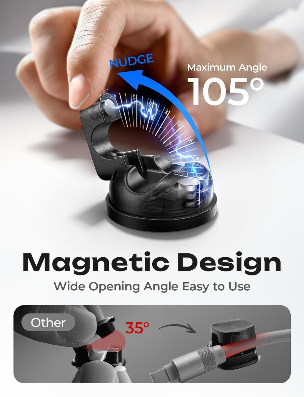 6-Pack 360°Rotating Cord Holder for Nightstand, LISEN Magnetic Clips