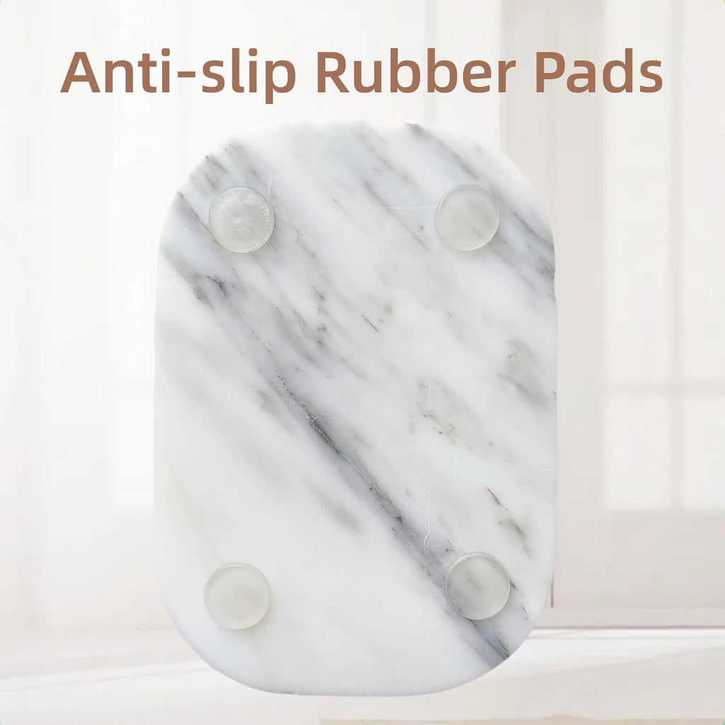 Natural Marble Soap Dish for Bathroom Shower Sink，Stone Soap Holder with Drying