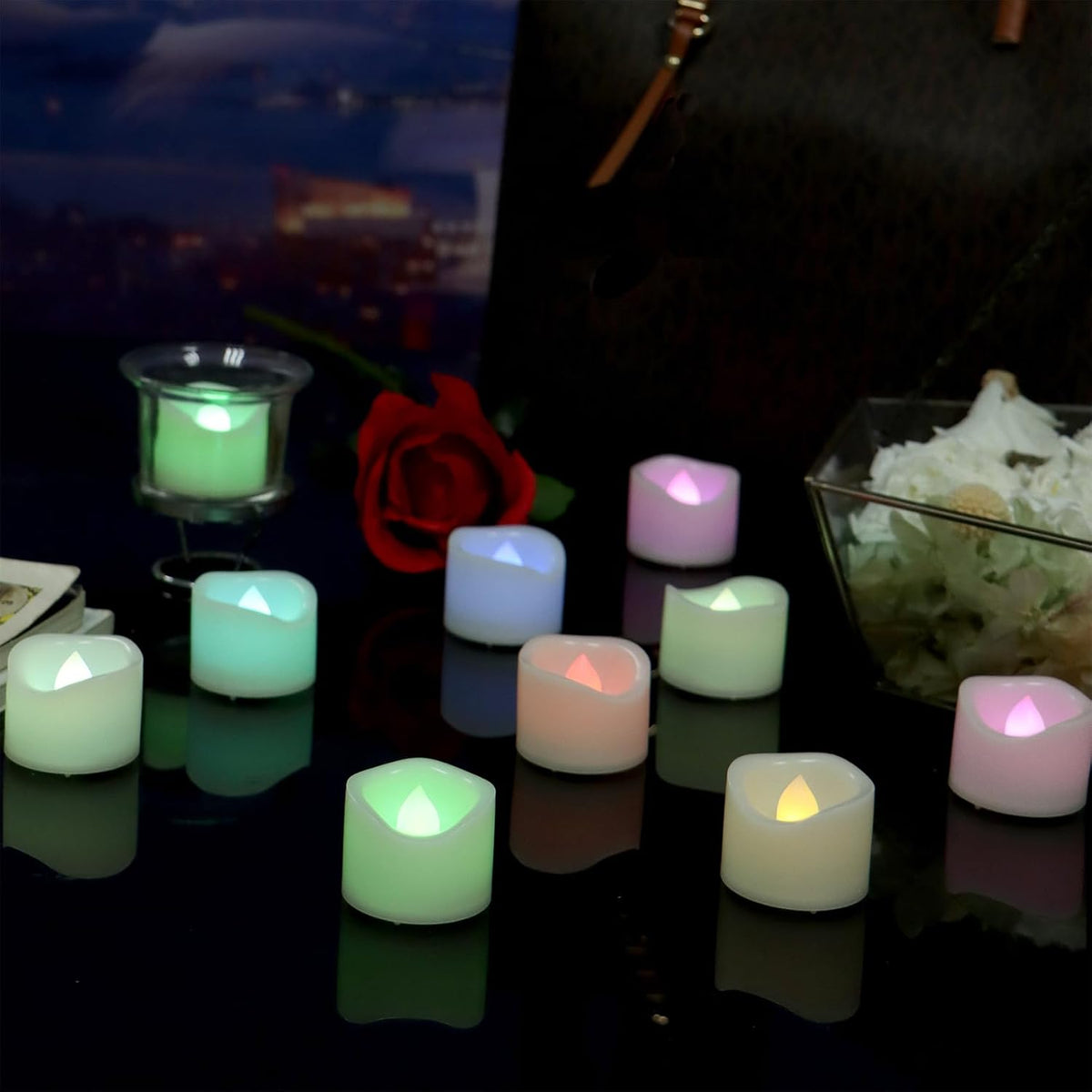 iZAN 12 PCS Color Changing Battery Operated Flameless LED Tealight Candles