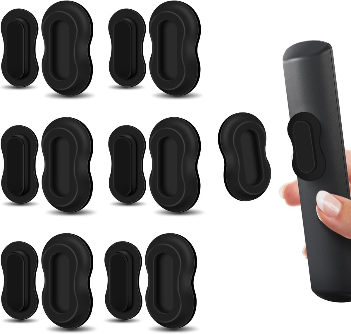 HOTEC 6 Pack Magnetic Remote Control Holder Wall Mount, Upgraded No Drill Self-Adhesive TV Remote Organizer, Universal Storage for TV, Fan, AC, Media & RV Accessories, Black