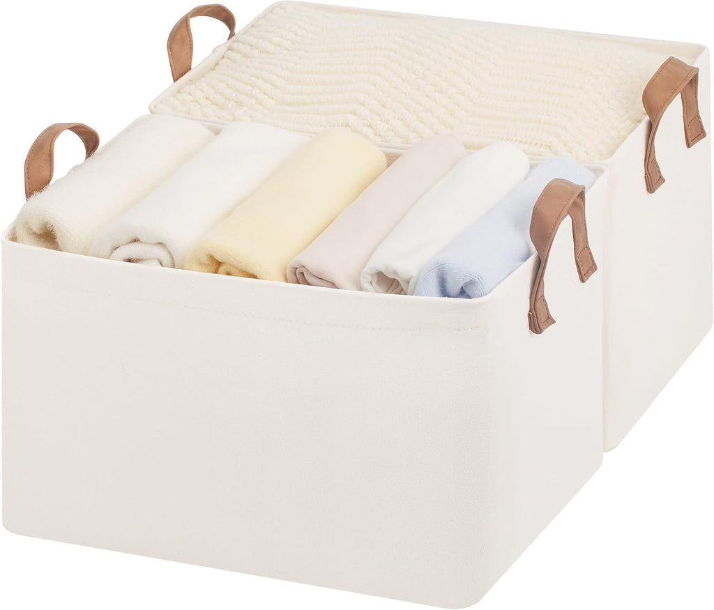 StorageWorks Storage Basket for Shelves, Storage Bins, Beige, 2-Pack