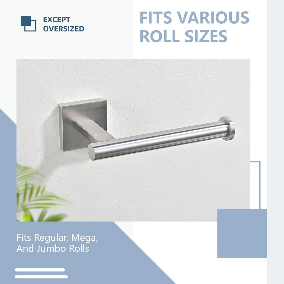 Toilet Paper Holder Set with 2 Robe Hooks, Brushed Nickel