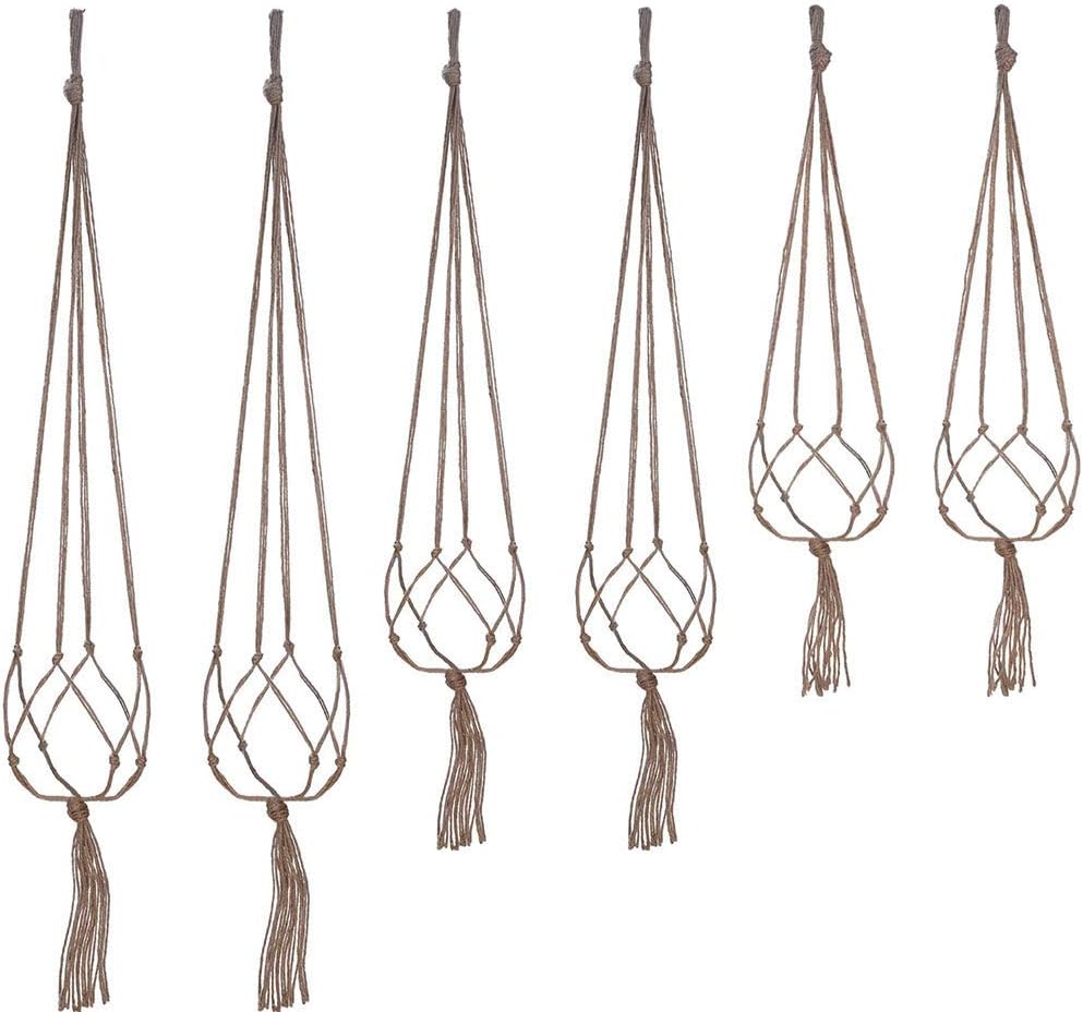 LANGUGU Set of 2 Macrame Plant Hanger Wall Hanging Planter Basket for Indoor Outdoor Flower Pot Plant Holder Wall Art Vintage-Inspired Home Decor, Jute Rope, 4 Legs (48 inch)