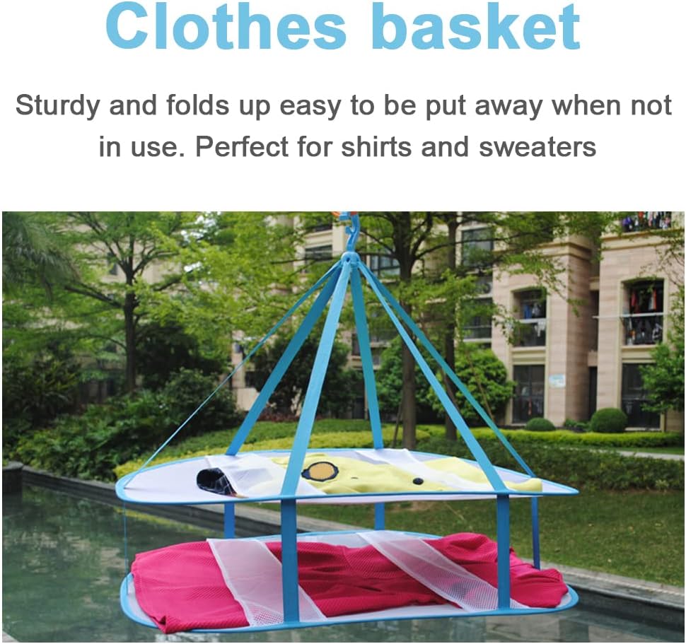 2 Tier Folded Mesh Clothes Hanging Dryer,Stackable Sweater Drying Rack