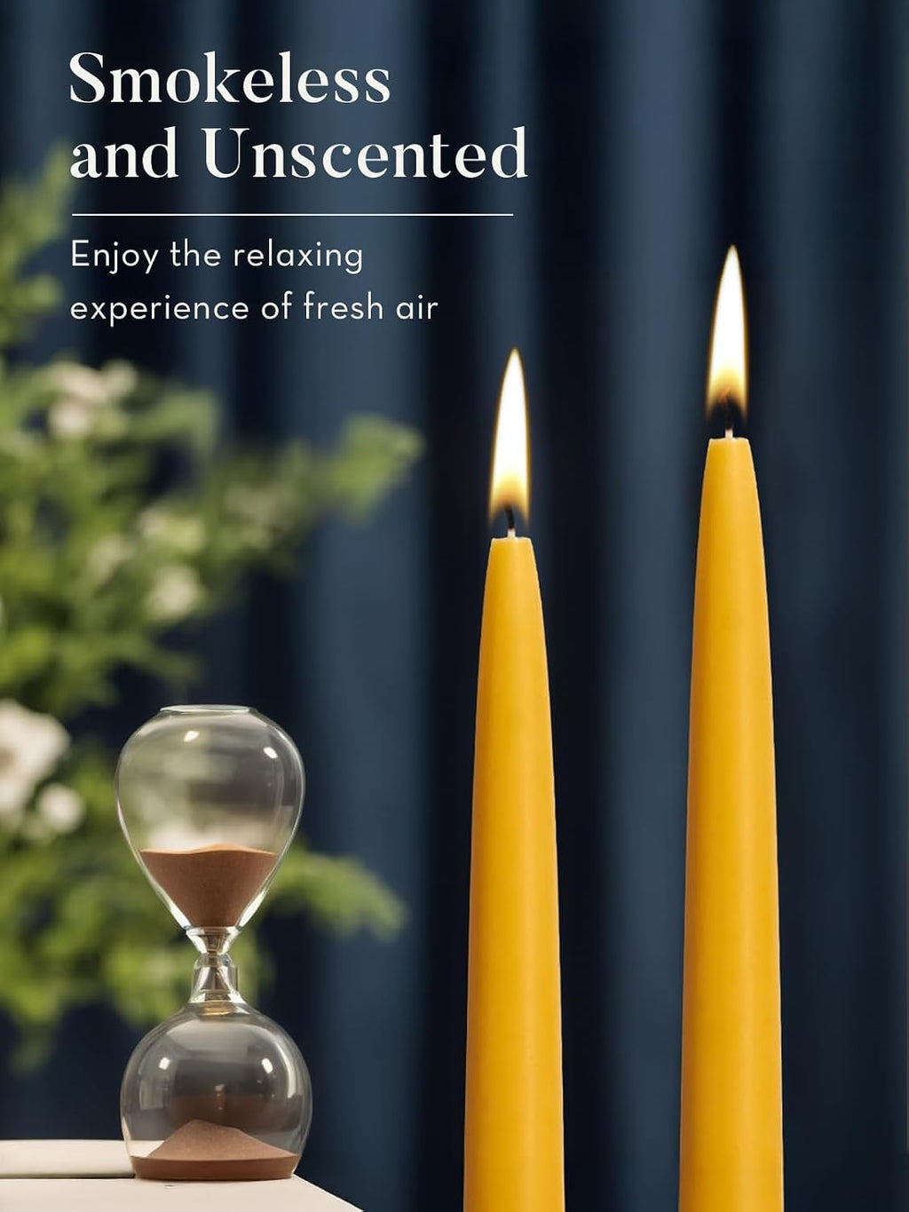 Ashlux Beeswax Taper Candles, 24 Pack Candle Sticks 8 Inch in Yellow