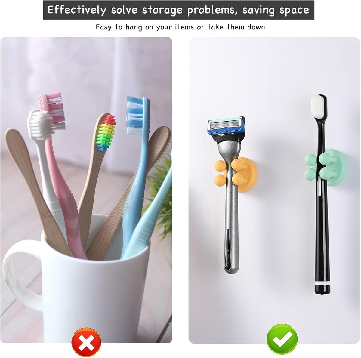 iBetterLife Self-adhesive Silicone Hook Holders - 5Pcs Mounted to Wall for Clipping Hanging Toothbrush Razor Towel Key Plug Cable, Utility Holders for Kitchen Bathroom Home Office Dorm Room Essentials