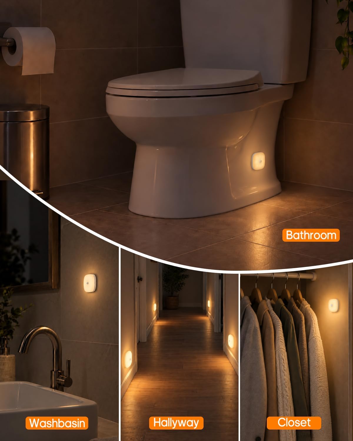 GOODEA Rechargeable Stair Lights, Motion Sensor Night Light, 3000K
