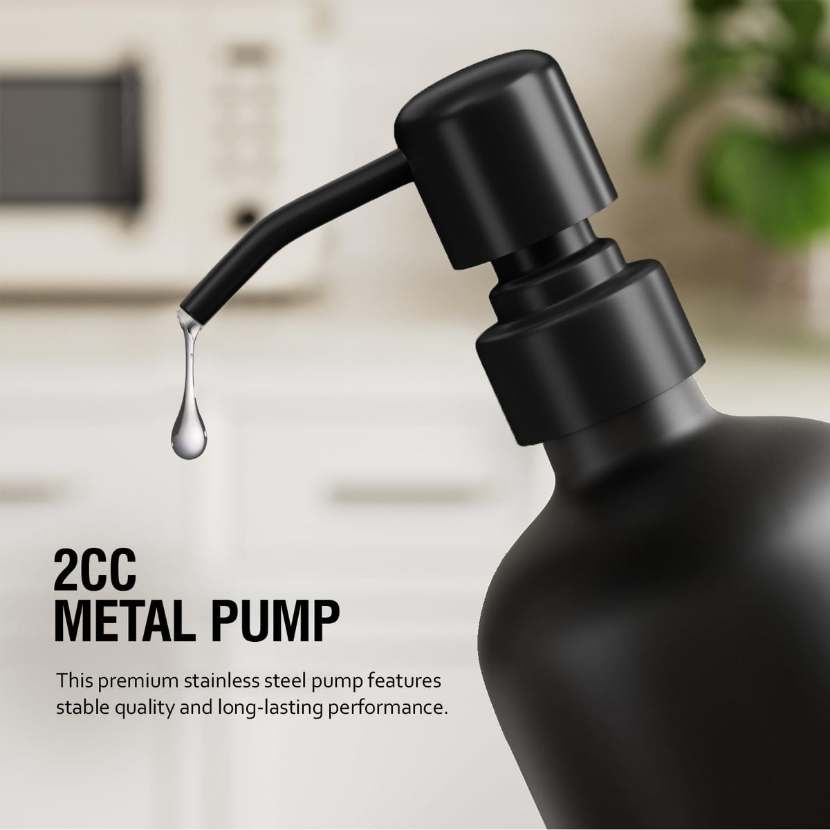 MOMEEMO Glass Soap Dispenser with Stainless Steel Pump, Black & White