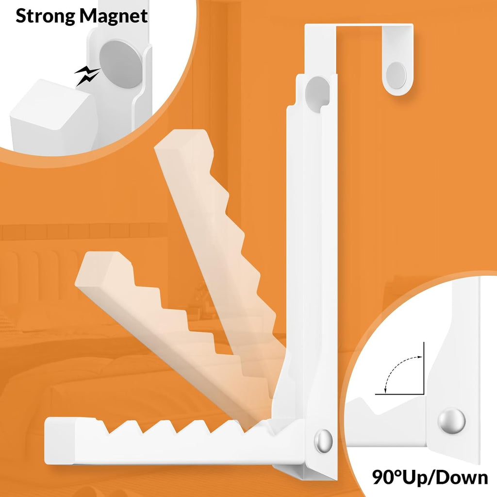 4-Pack Folding Clothes Drying Rack, Over The Door Hanger for Clothing, Metal Hanger Hook Rack with 6 Grooves, Space Saving Organizer for Laundry, Steaming & Outfits
