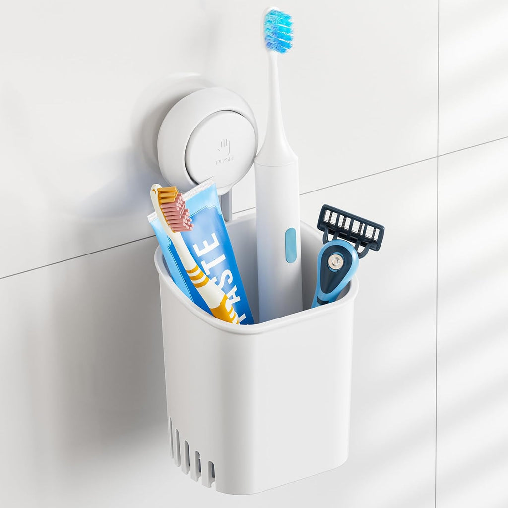 TAILI Suction Cup Toothbrush Holders for Bathroom Wall Mounted, White