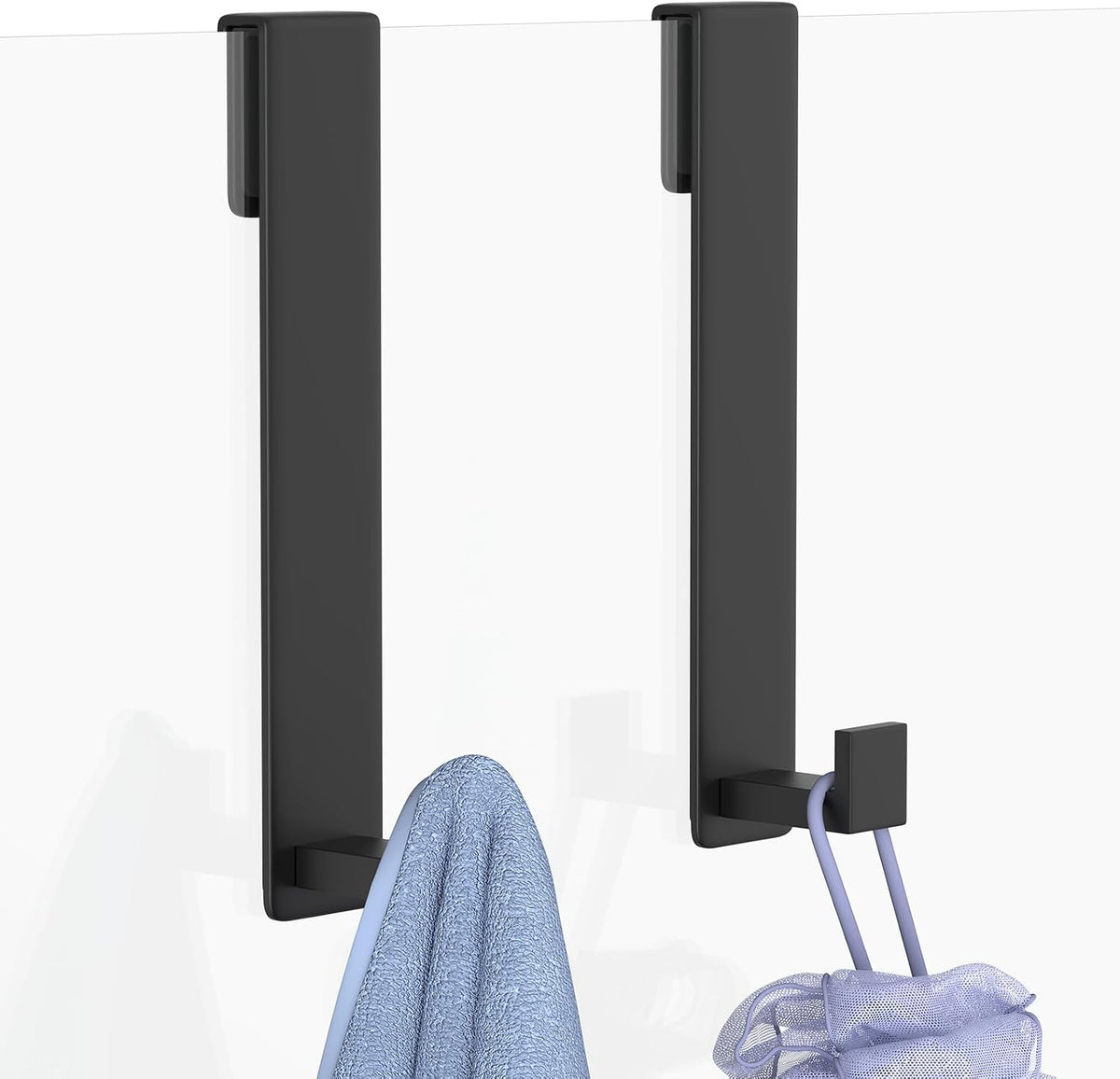 PMMASTO 10 Inch Shower Hooks for 3/8 Inch Glass, Black- L Shape