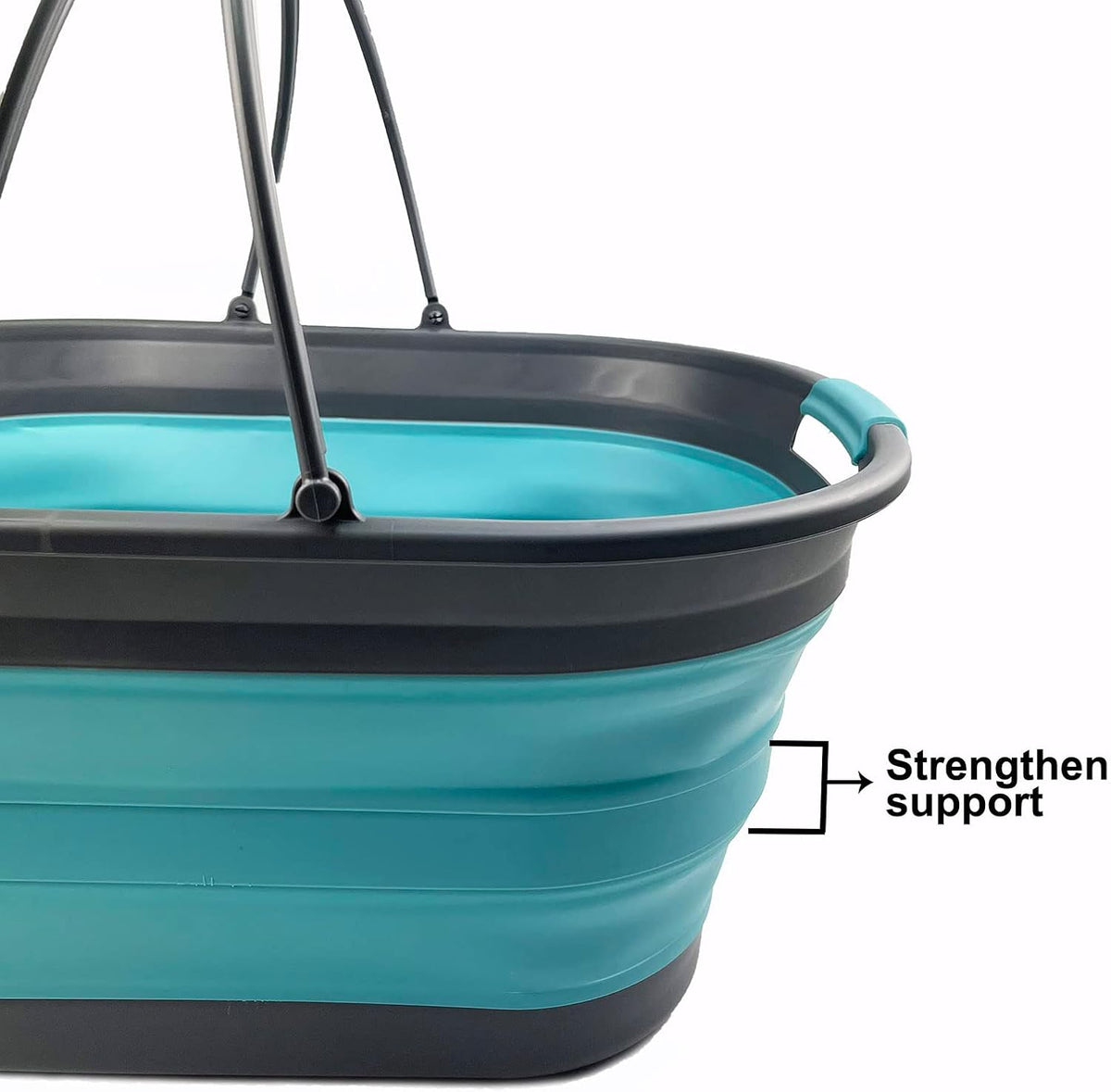 SAMMART 38L (10 Gallons) Collapsible Plastic Laundry Basket - Foldable Storage Container/Organizer - Portable Washing Tub - Space Saving Laundry Hamper (Grey/Crystal Blue)