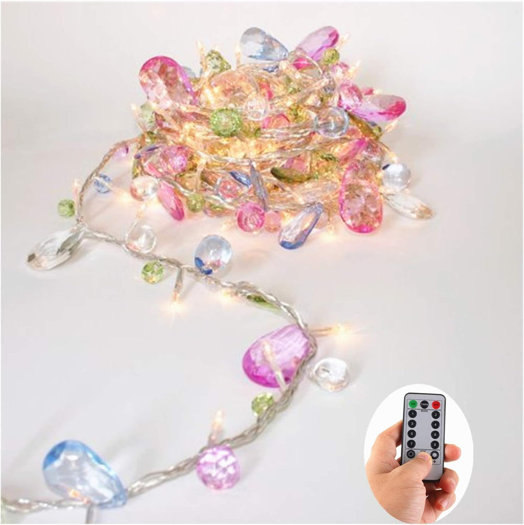 Battery Fairy String Lights Acrylic Gems Jewels String Lights with Remote
