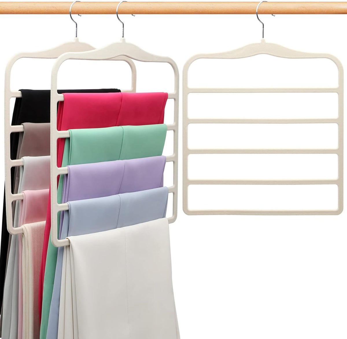 Closet Organizers and Storage,3 Pack Velvet Pants-Hangers-Space-Saving,Non Silp 5 Tier Scarf Jeans Closet Organizer,Dorm Room Essentials for College Students Girls Boys Guys,Organization and Storage