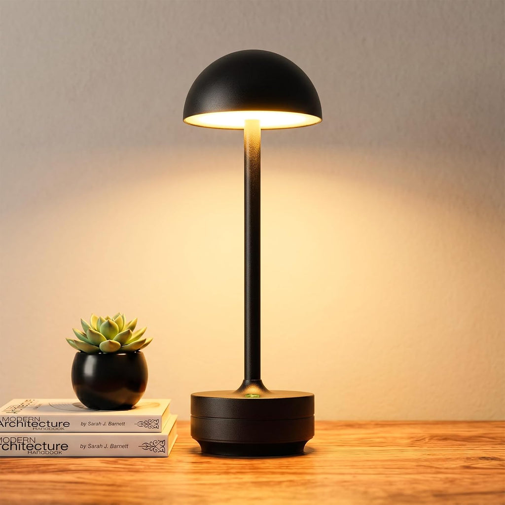 LED Cordless Table Lamp 5000mAh Rechargeable Battery Light Black