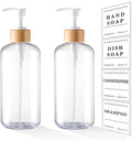 Clear Plastic Soap Dispenser Set - 16oz Refillable for Kitchen, Bathroom Shampoo & Conditioner