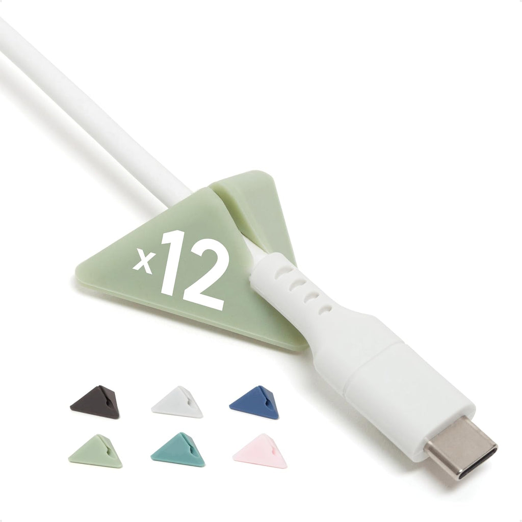 U Brands Pyramid Cord Organizers, Set of 12 Cable Clips, Assorted Colors