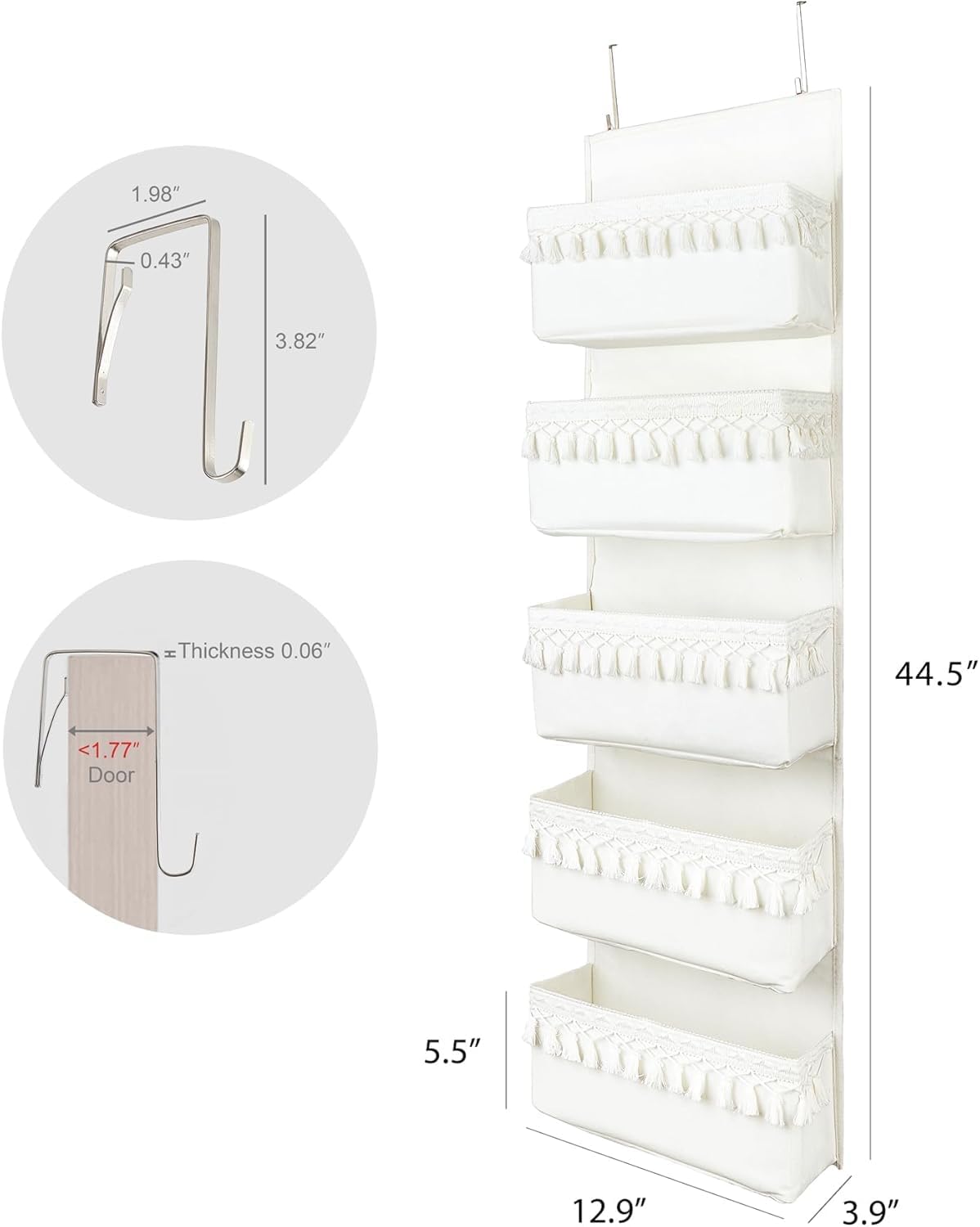 Over The Door Organizer, Pet Supplies Hanging Storage Rack, Beige