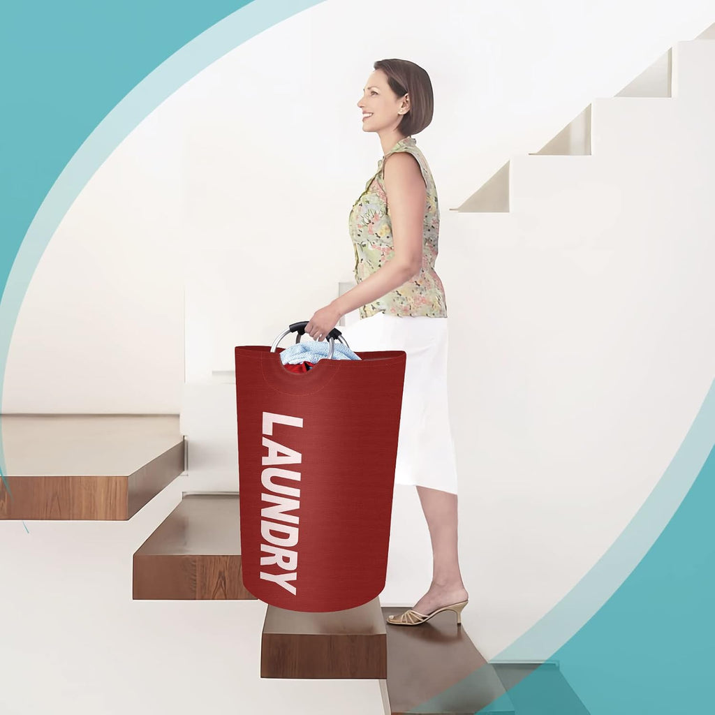 115L Large Laundry Basket, Dirty Clothes Waterproof Laundry Hamper, Red