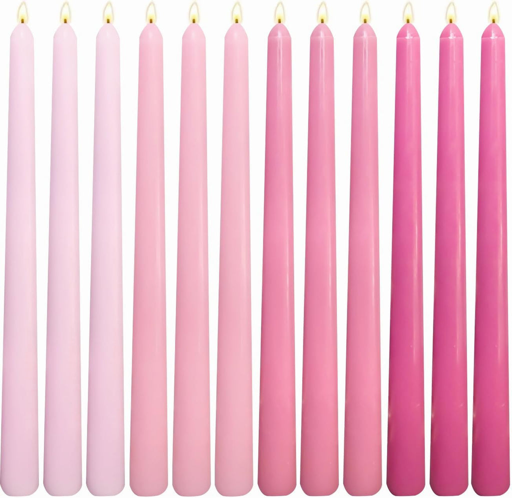 Gradient Hot-Pink Taper Candles for Wedding Valentine's Day