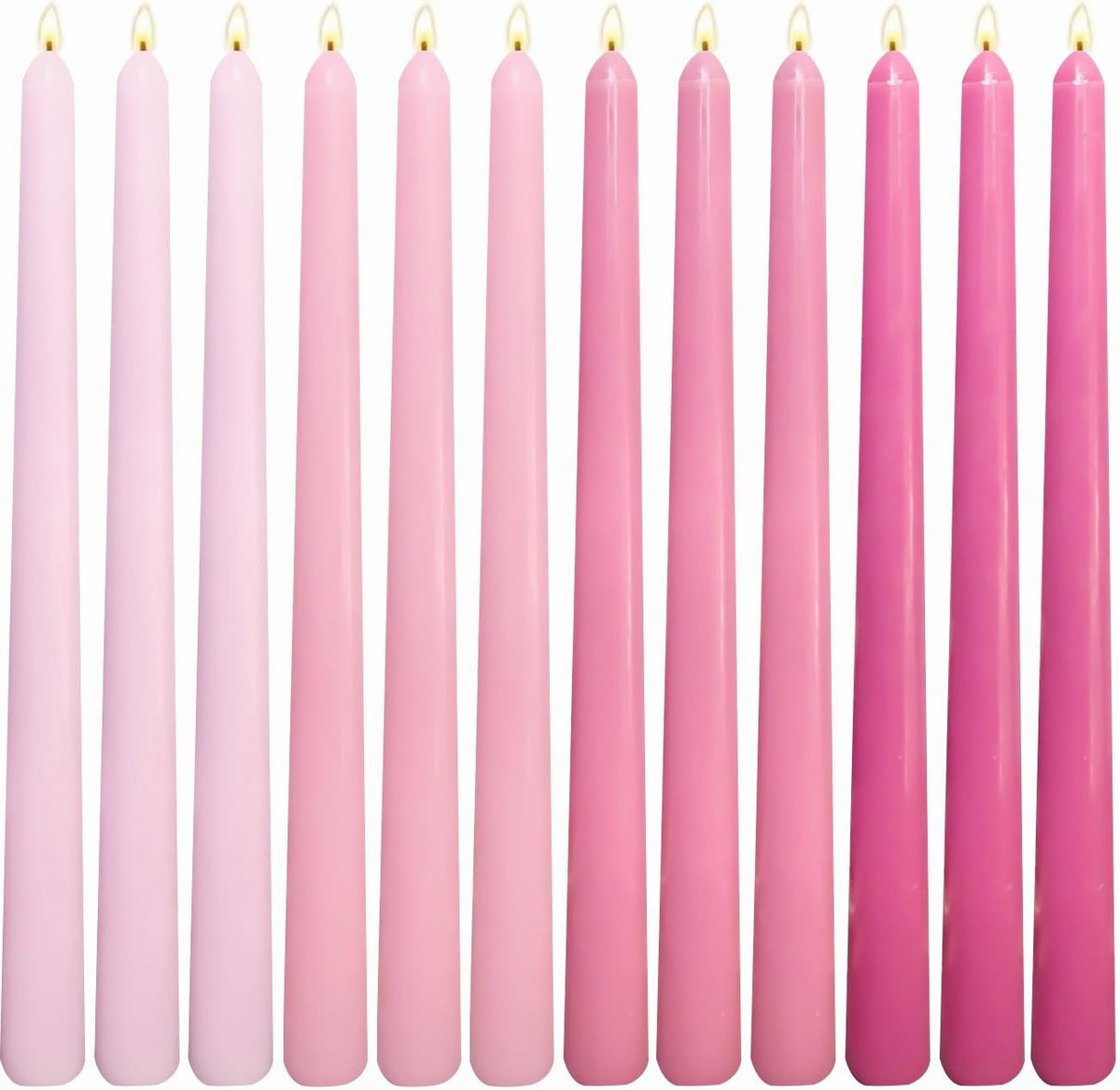 Gradient Hot-Pink Taper Candles for Wedding Valentine's Day