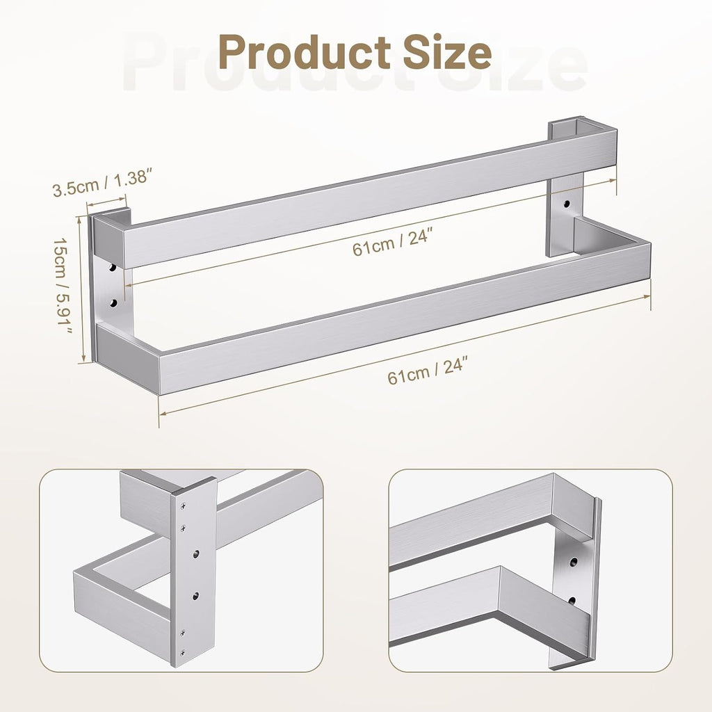 Double Towel Bar,Towel Rack for Bathroom Stainless Steel Wall-Mounted Bathroom Hardware Accessories Brushed Nickel 24 Inch