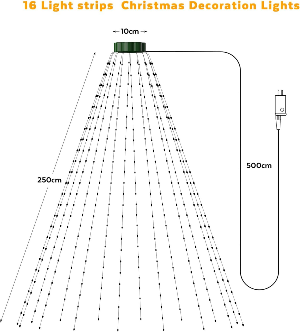 Christmas Tree Lights, 400 LED 8.2Ftx16 Line String Lights Plug in, Cascading Twinkle Lights for Xmas Tree with Timer Memory Function 8 Modes for Indoor Outdoor Wedding Party Decoration (White Light)