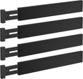4 Pack Bamboo Drawer Dividers 17-22" Adjustable Kitchen Organizer, Black