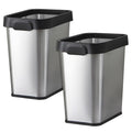 TooCust 2 Pack Stainless Steel Trash Can 3 Gallon, Open Top Trash Can, 8" x 11" x 13", Rectangle Rubbish Bin, Slim and Narrow, No Lid Small Wastebasketfor Kitchen, Bathroom, Living Room, Office