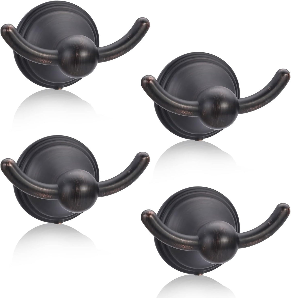FILTA Bathroom Towel Hooks, Oil Rubbed Bronze Robe & Towel Hooks for Wall Mounted, Traditional Towel and Robe Hooks for Hanging Towels, Bath Towel Holder for Shower(4 Pack)