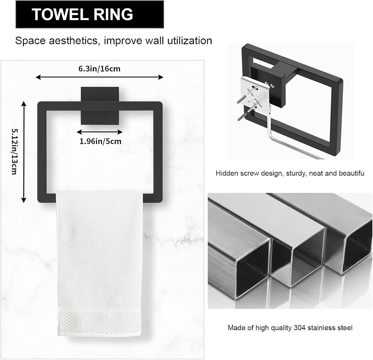 15-Pieces Matte Black Bathroom Accessories Set