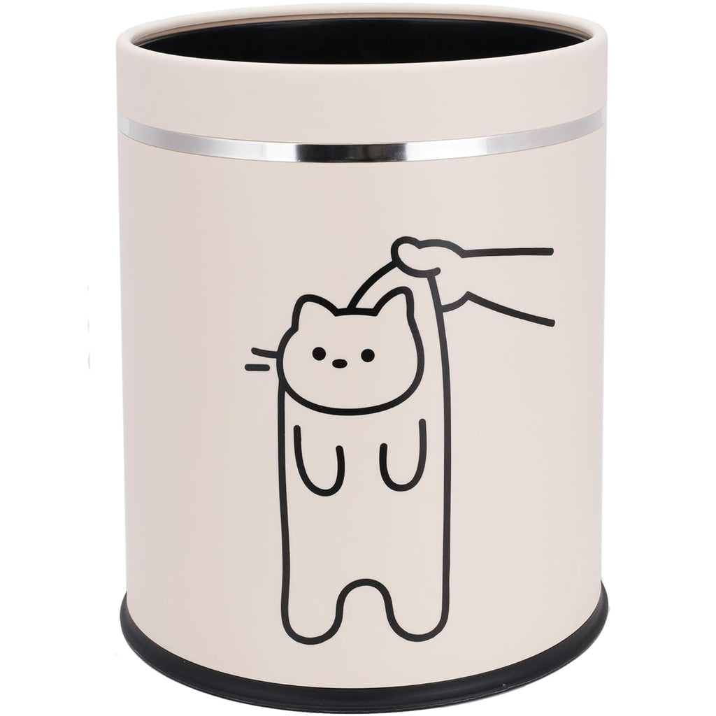 Juju Cat Trash Can - Cat Decor Garbage Can - Small Waste Basket for Bedroom - Garbage Bin Trashcan - Wastebasket Dustbin Trash Cans - 3.3 Gallon / 12.5 Liter (Bye)
