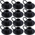 12PCS Black Iron Taper Candle Holders with Round Handle, Table Centerpiece