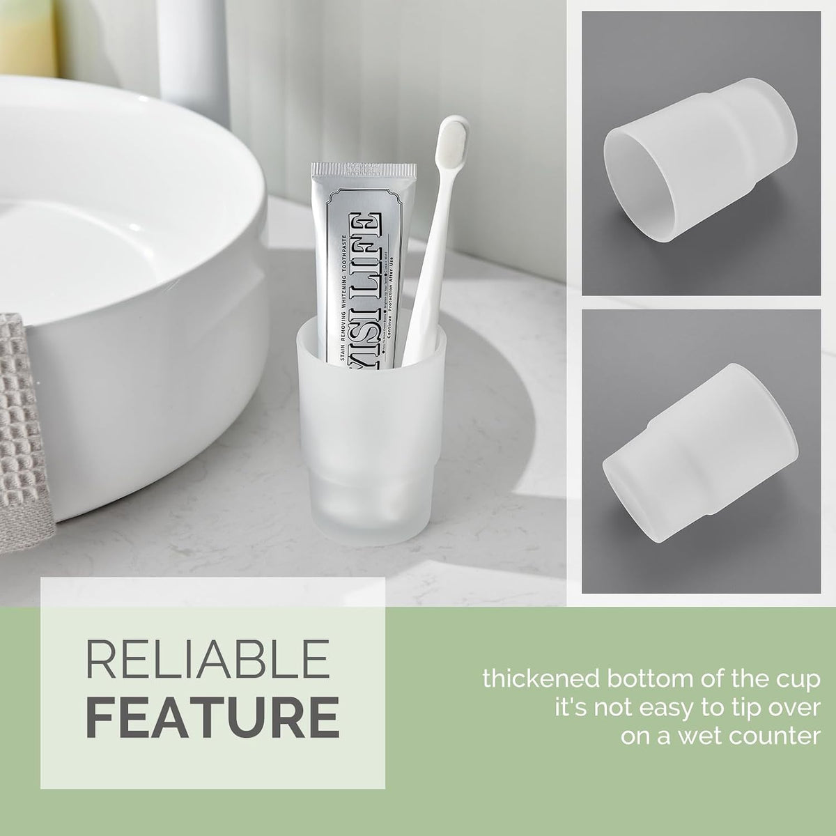 Angle Simple Bathroom Rinsing Cup, Frosted Glass Tumbler Cup