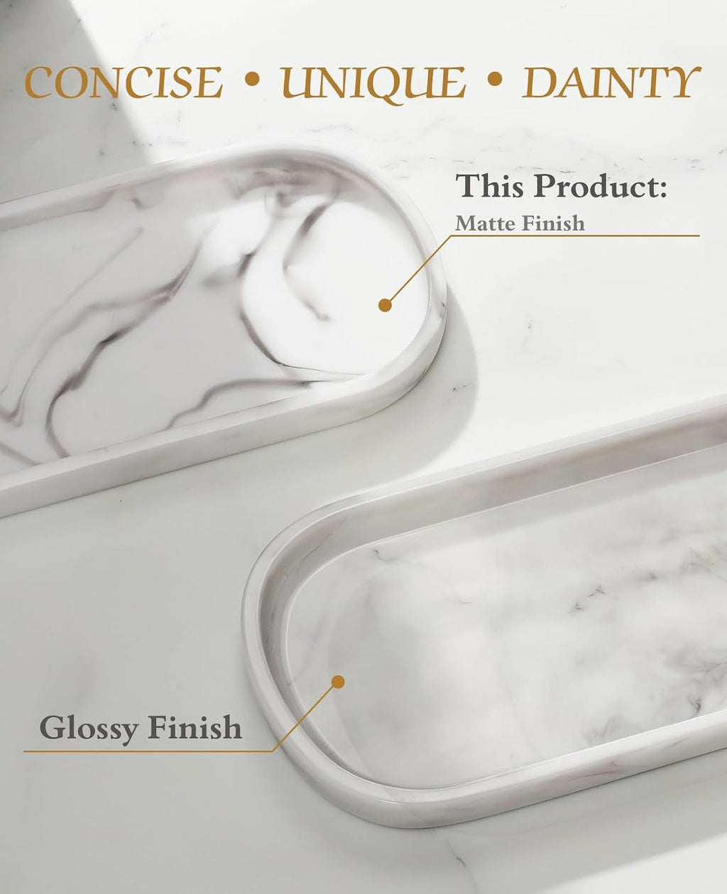 Emibele Bathroom Tray Countertop Organizer, 10" Resin Oval Vanity Tray