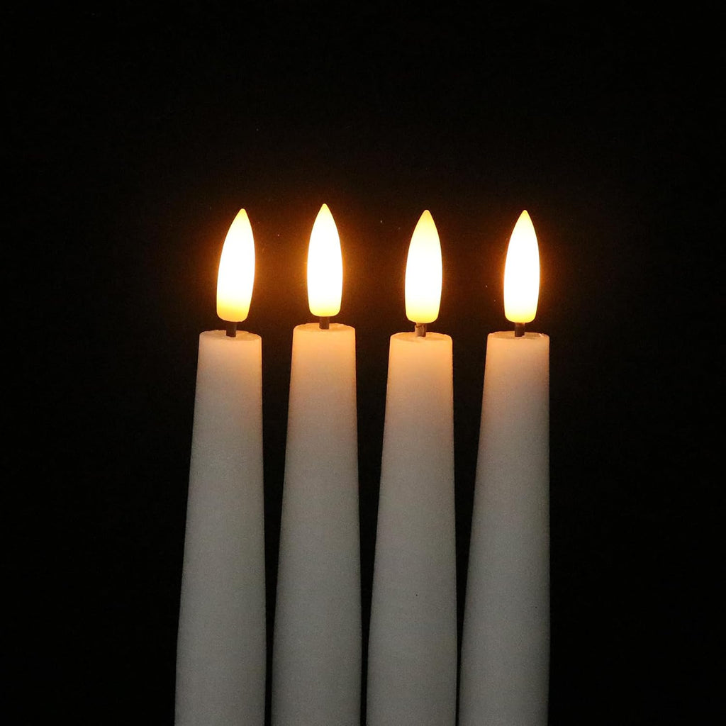GenSwin Flameless Taper Candles Battery Operated with Timer White