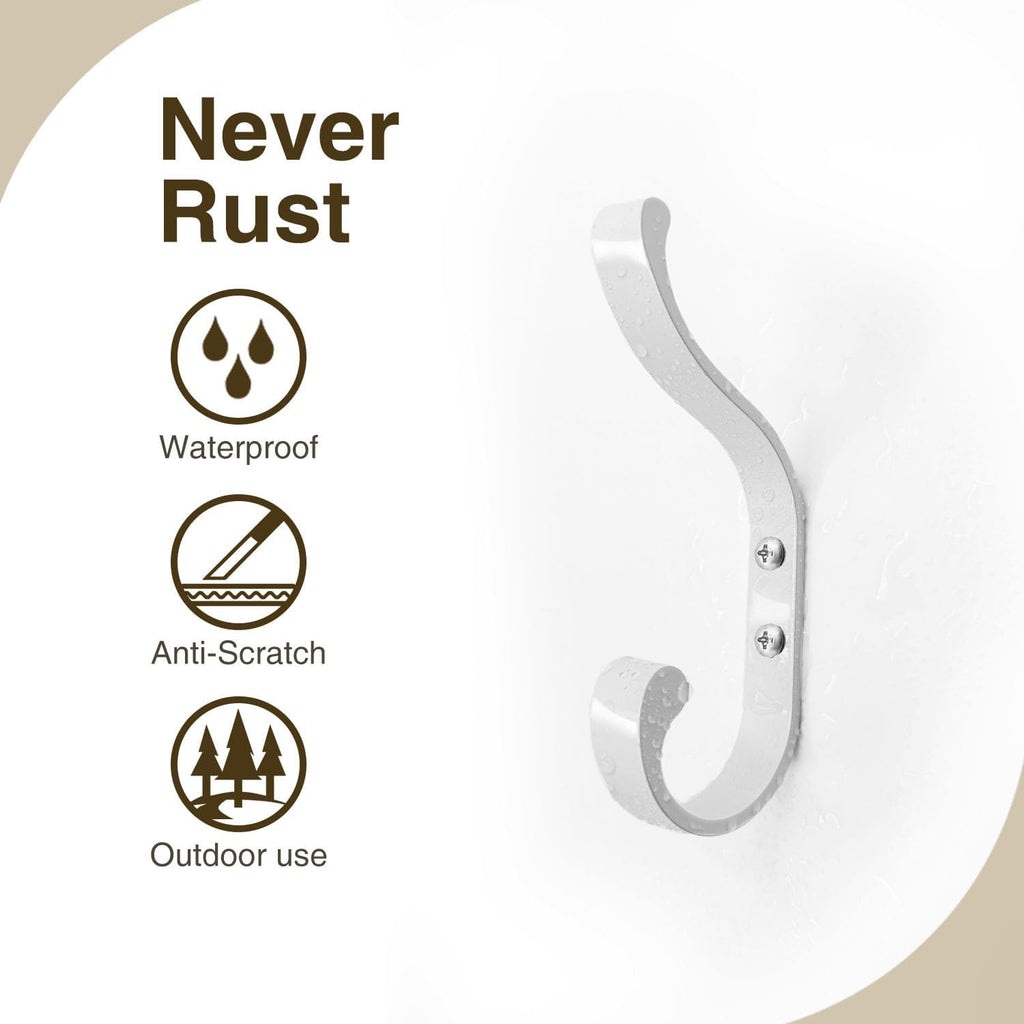 Coat Hooks Wall Mount,Heavy Duty Wall Hooks for Backpack,Towel,White 4 Pack