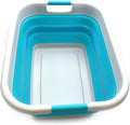 SAMMART 41L Collapsible Plastic Laundry Basket - Foldable Pop Up Storage Container/Organizer - Portable Washing Tub - Space Saving Hamper/Basket (1, Grey/Bright Blue)