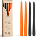 Leor & Lair Halloween Candlesticks, 4 Pack, 10" Orange & Black Candles