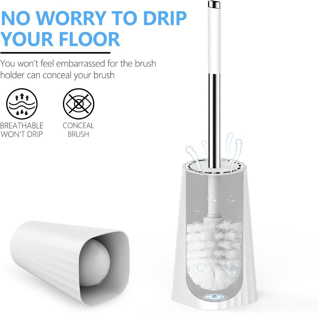 SetSail Toilet Brush, Holder Toilet Brushes for Bathroom,White,2 Packs