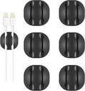 Shintop 6pcs Black Double Cable Clips for Organizing Desk Phone Charger