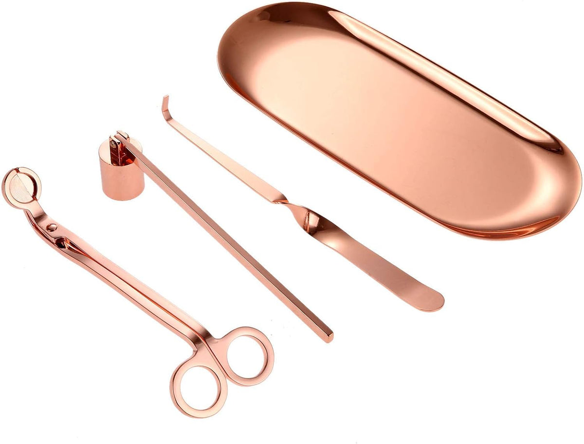 4-in-1 Stainless Steel Candle Care Kit for Candle Lovers, Rose Gold