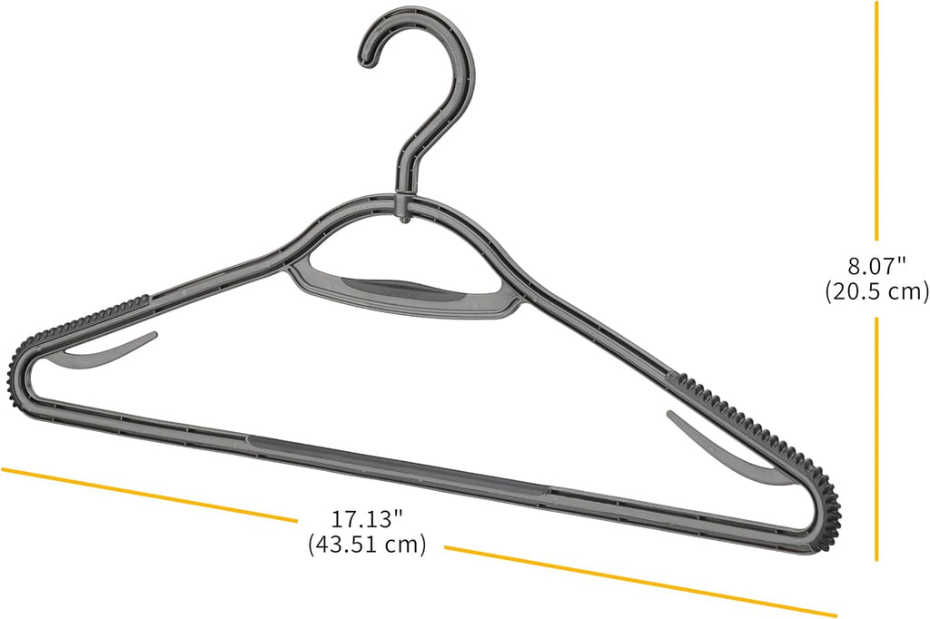 Whitmor Slim Sure-Grip Hangers with Swivel Hook - White and Gray - Set of 20