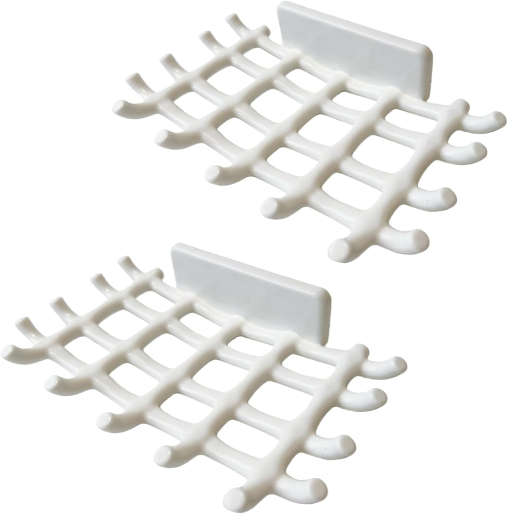 2-Pack Adhesive Soap Holder, No Drill Wall Mounted Self Draining Soap Dish for Shower Bathroom Kitchen(White)