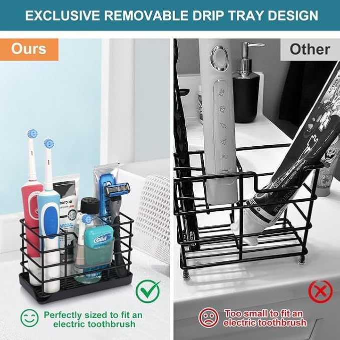 Toothbrush Holders for Bathroom, Black,Stainless Steel, Detachable, 5 Slot